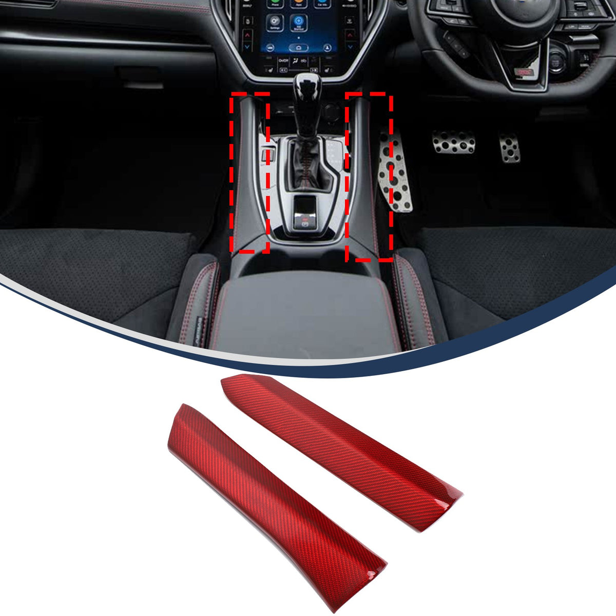Red Real Carbon Fiber Gear Shift Side Panel Trim For Subaru WRX VB AT 2022+ 2