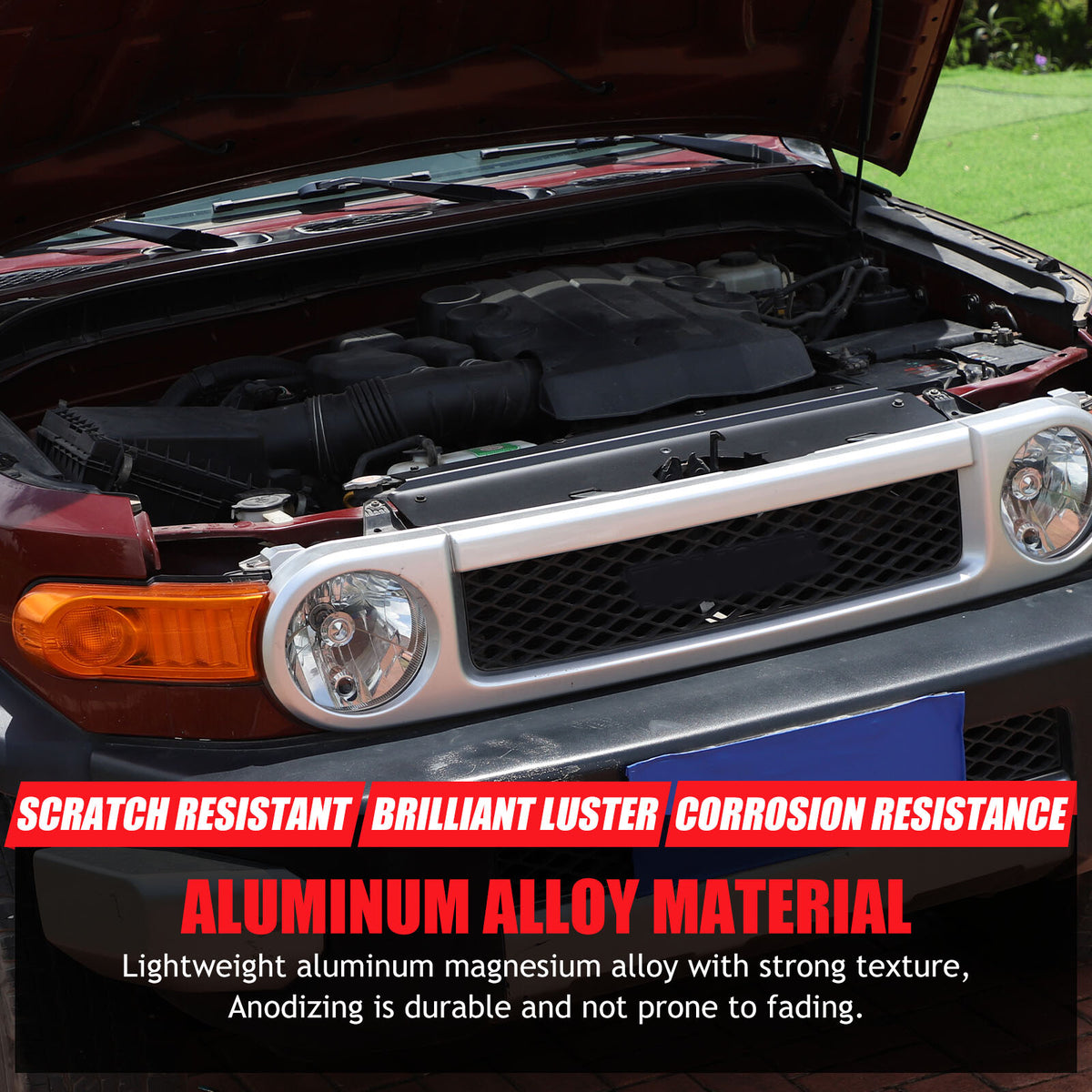 Replacement Alloy Black Engine Hood Cabin Cover Trim For Toyota FJ Cruiser 07-21 10