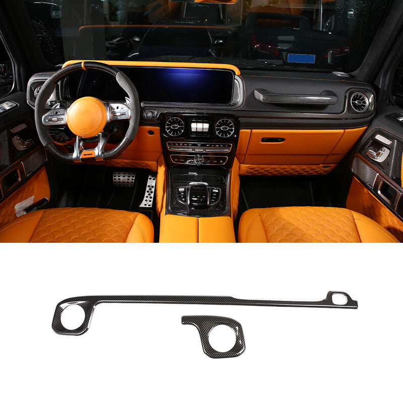 Carbon Fiber Dashboard Center Console Cover Trim For Benz G Class 19-2022 1