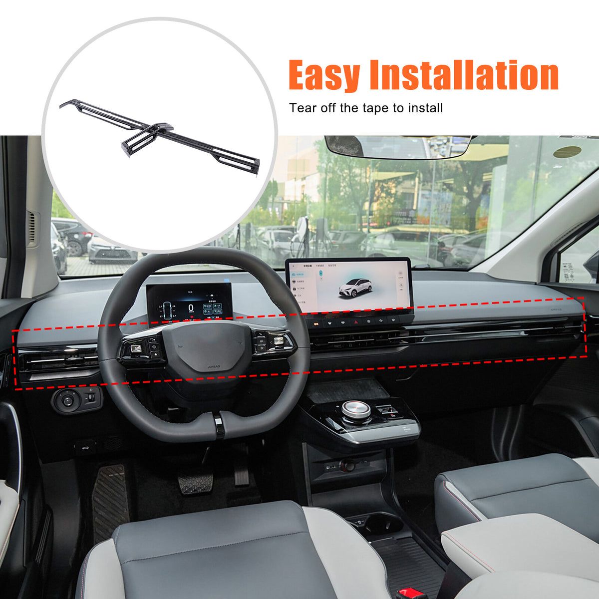 Carbon Fiber Console Dashboard Air Outlet Vent Stripe Trim For MG4 EV 2022-2024 4