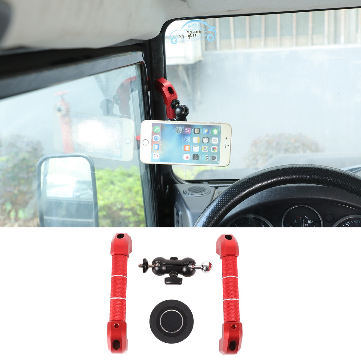 Replace Red A-Pillar Handle W/Phone Mount For LR Defender L316 2004-2018 17