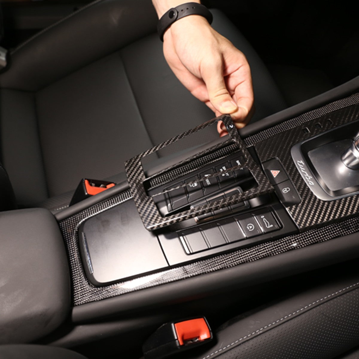 Real Carbon Fiber Center Console Gear Panel Trim Set for Porsche 718 911 12-18 19