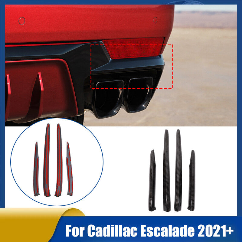 ABS Carbon Fiber Rear Bumper Corner Trim Cover For Cadillac Escalade 2021+ 1
