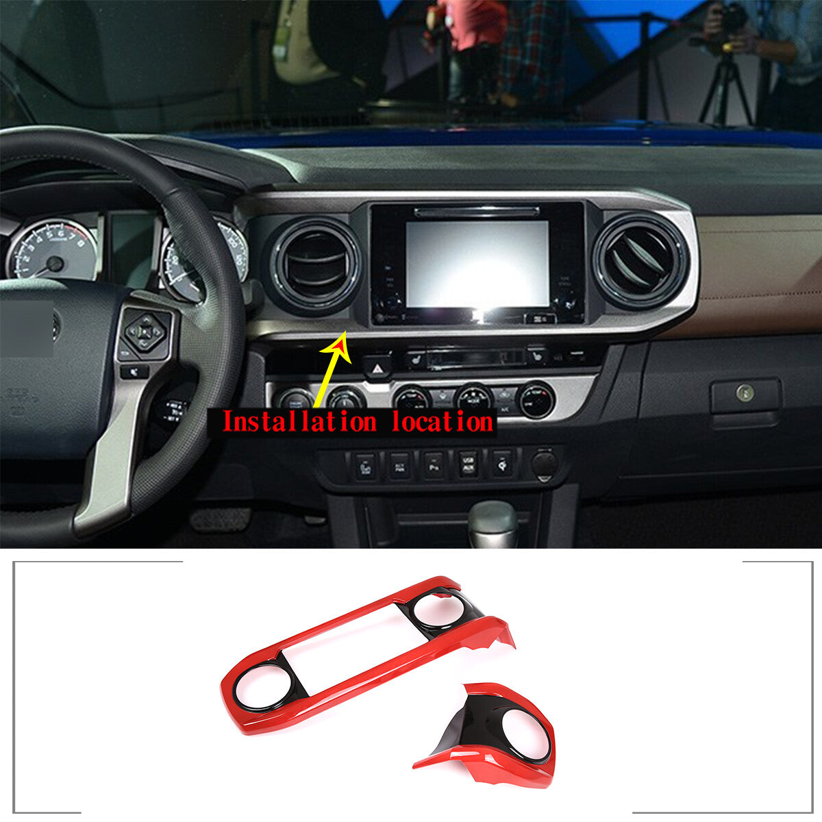 ABS Black & Red Dashboard Air Vent Outlet Cover Trim For Toyota Tacoma 16-23 US 1