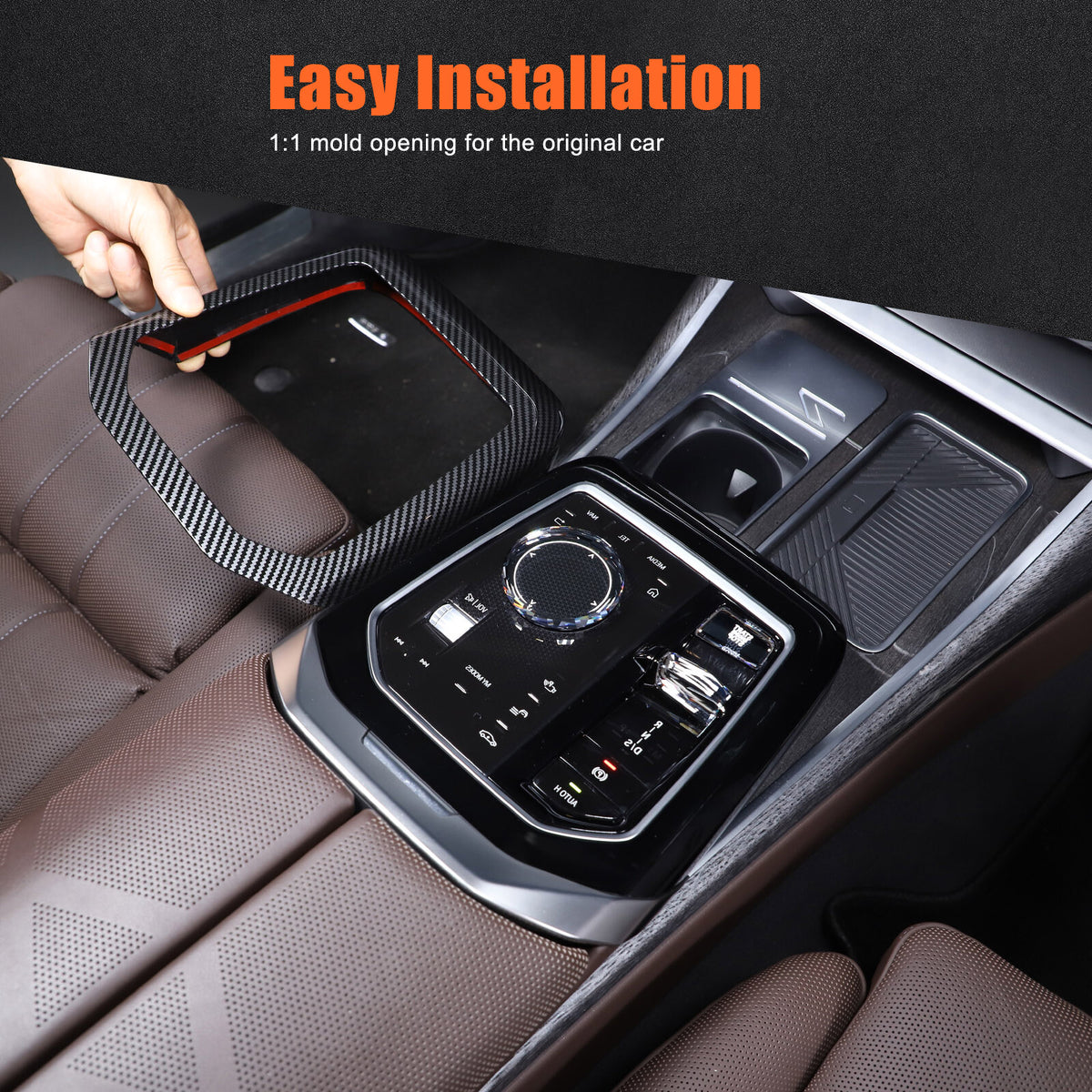 ABS Carbon Fiber Center Gear Shift Panel trim Cover for BMW 7 Serie G70 i7 2023 13