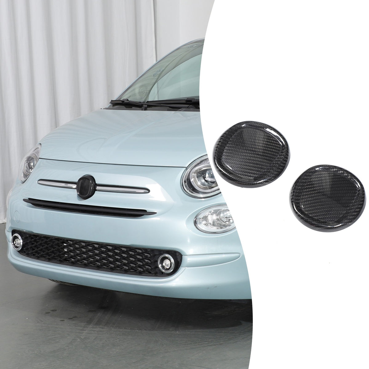 Real Carbon Fiber Front & Rear Emblem Cover Trim For Fiat 500 312 2016+ 10