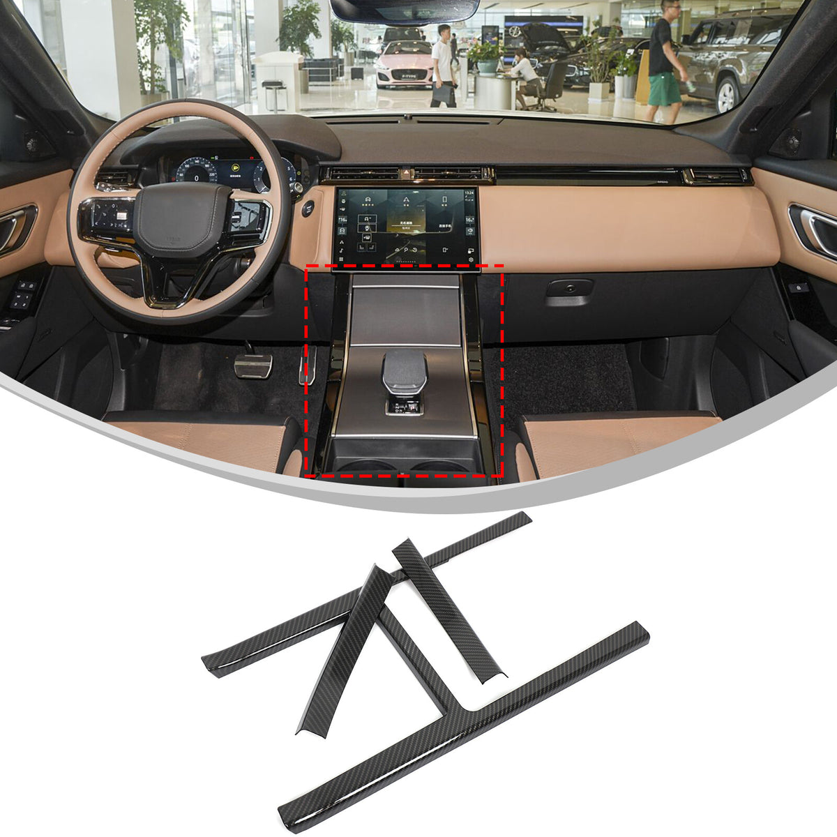 Carbon Fiber ABS Center Console Side Trim For LR Range Rover Velar L560 2024+ 2