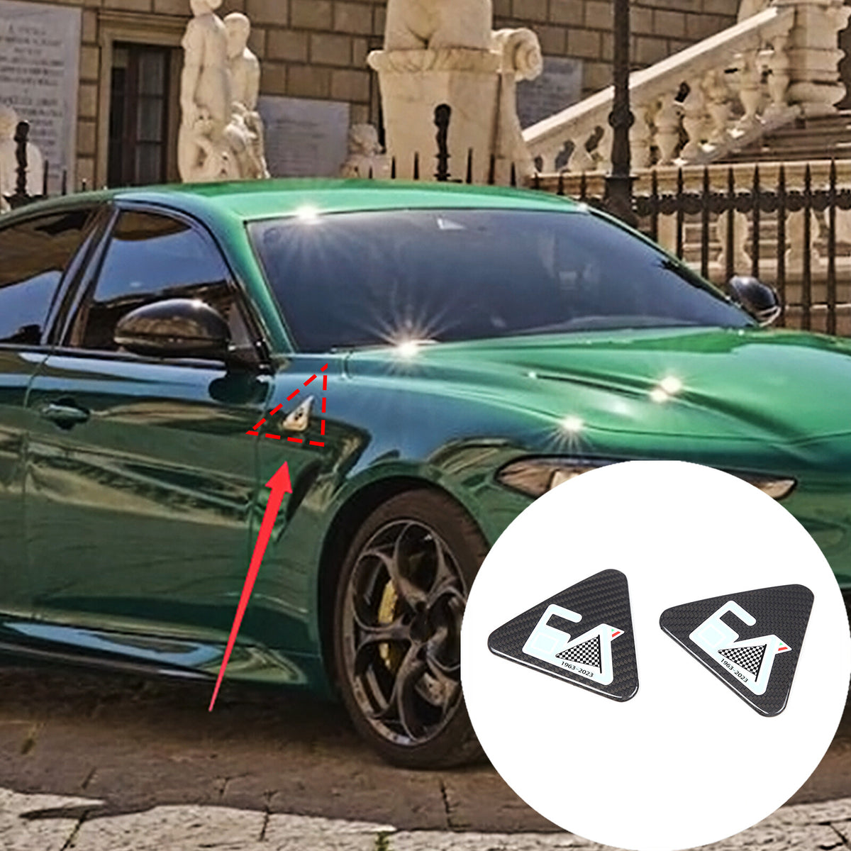 Real Carbon Car Side Fender Emblem Badge Trim For Alfa Romeo Giulia/Stelvio 17+ 1