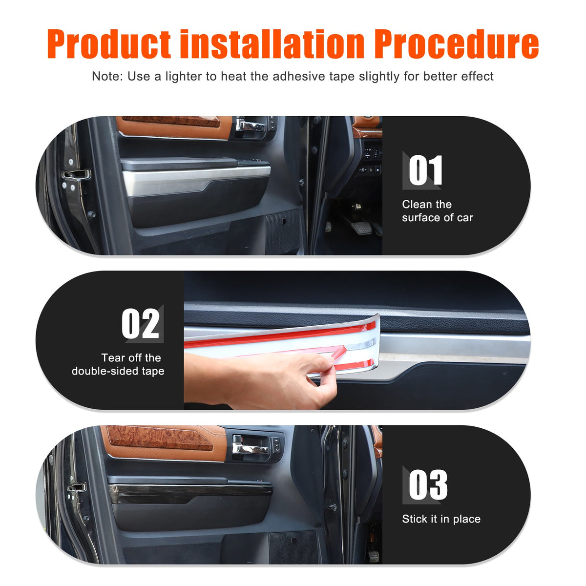 Black Wood Grain ABS Door Armrest Lower Trim For Toyota Tundra 2014‑2020 4