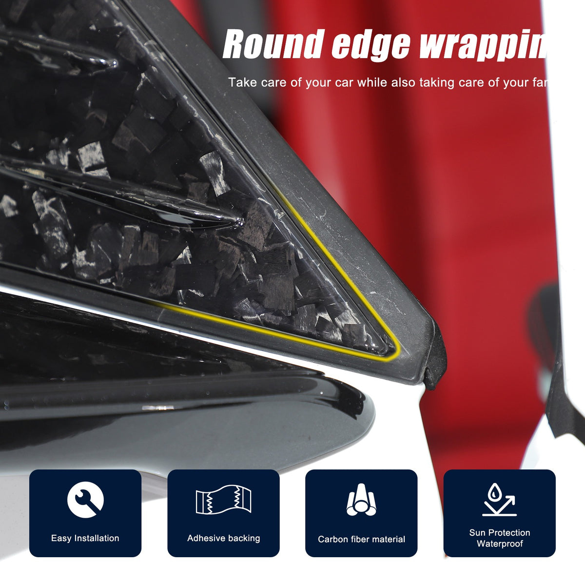 Forged Real Carbon Fiber A-Pillar Triangle Trim Cover For Corvette C8 2020+ 14