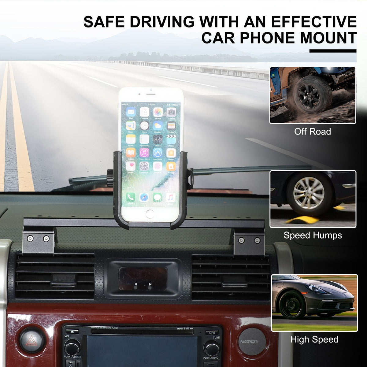 U Shape Center Console Phone Holder Bracket For Toyota FJ Cruiser 2007-2021 19