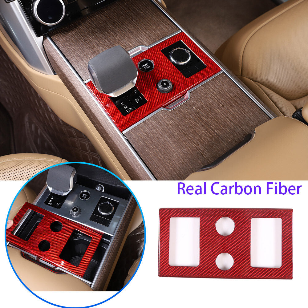 Red Carbon Fiber center Gear Shifter Panel Cover For Range Rover Vogue 2023-24 1