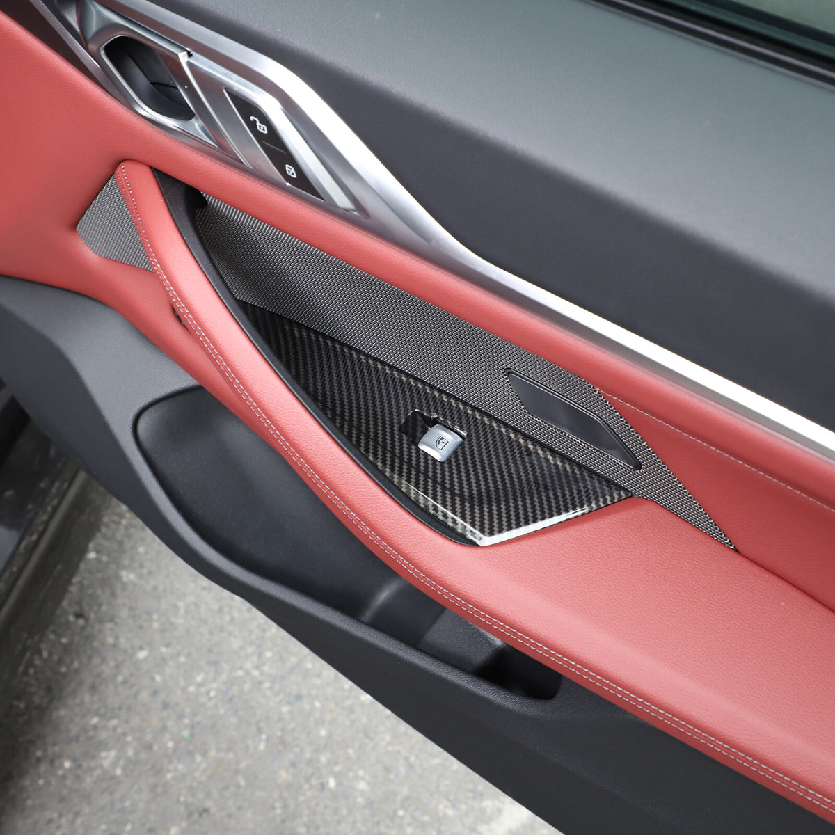 Window Lift Switch Trim Frame For BMW 4 Series 2021-2022 Carbon Fiber Style US 11