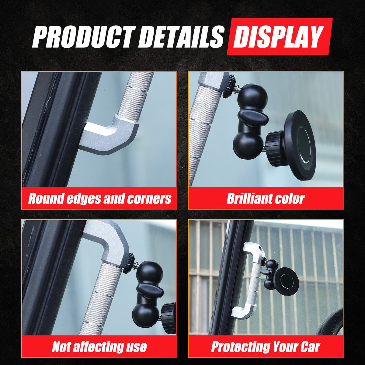 Replace Silver A-Pillar Handle W/Phone Mount For LR Defender L316 2004-2018 6