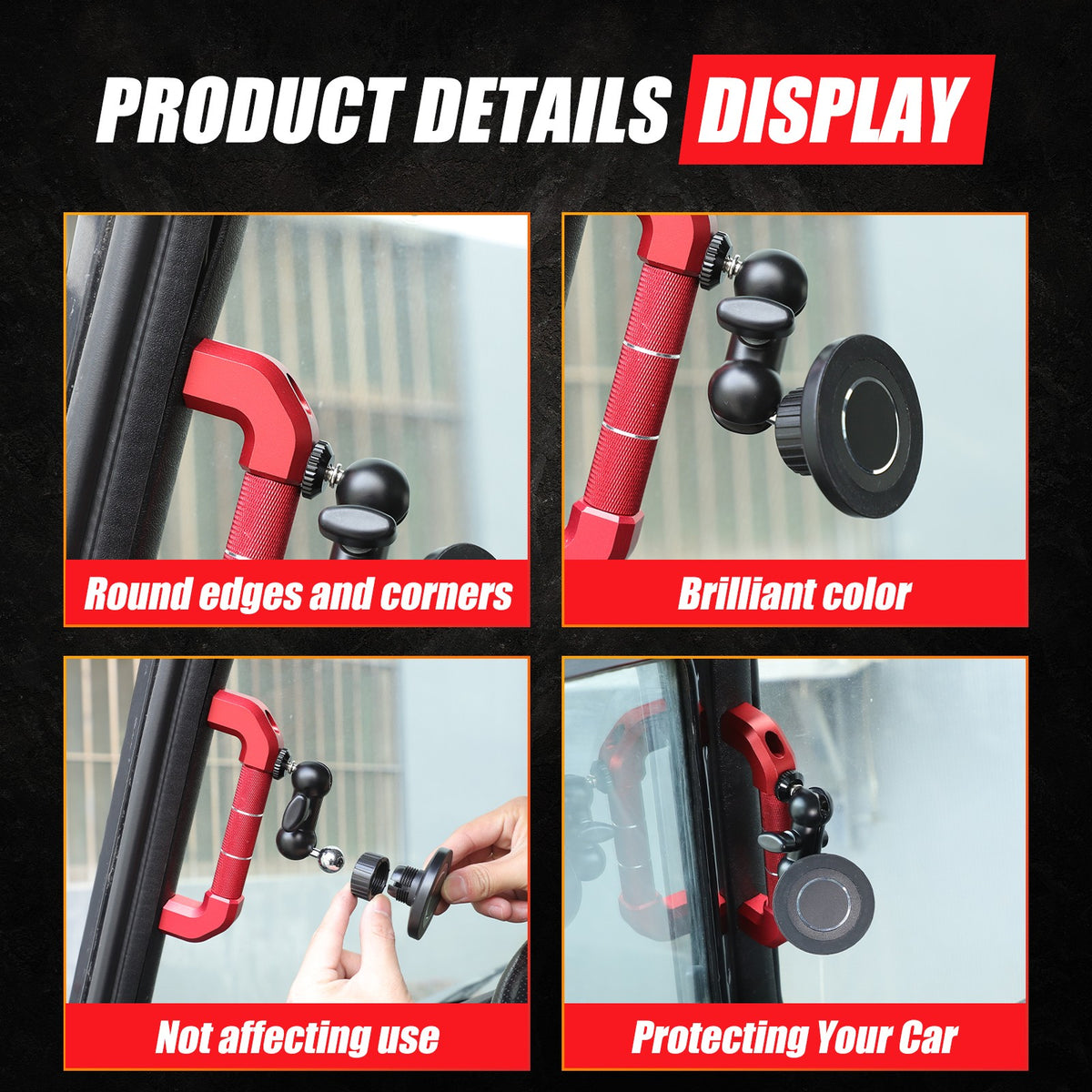Replace Red A-Pillar Handle W/Phone Mount For LR Defender L316 2004-2018 5