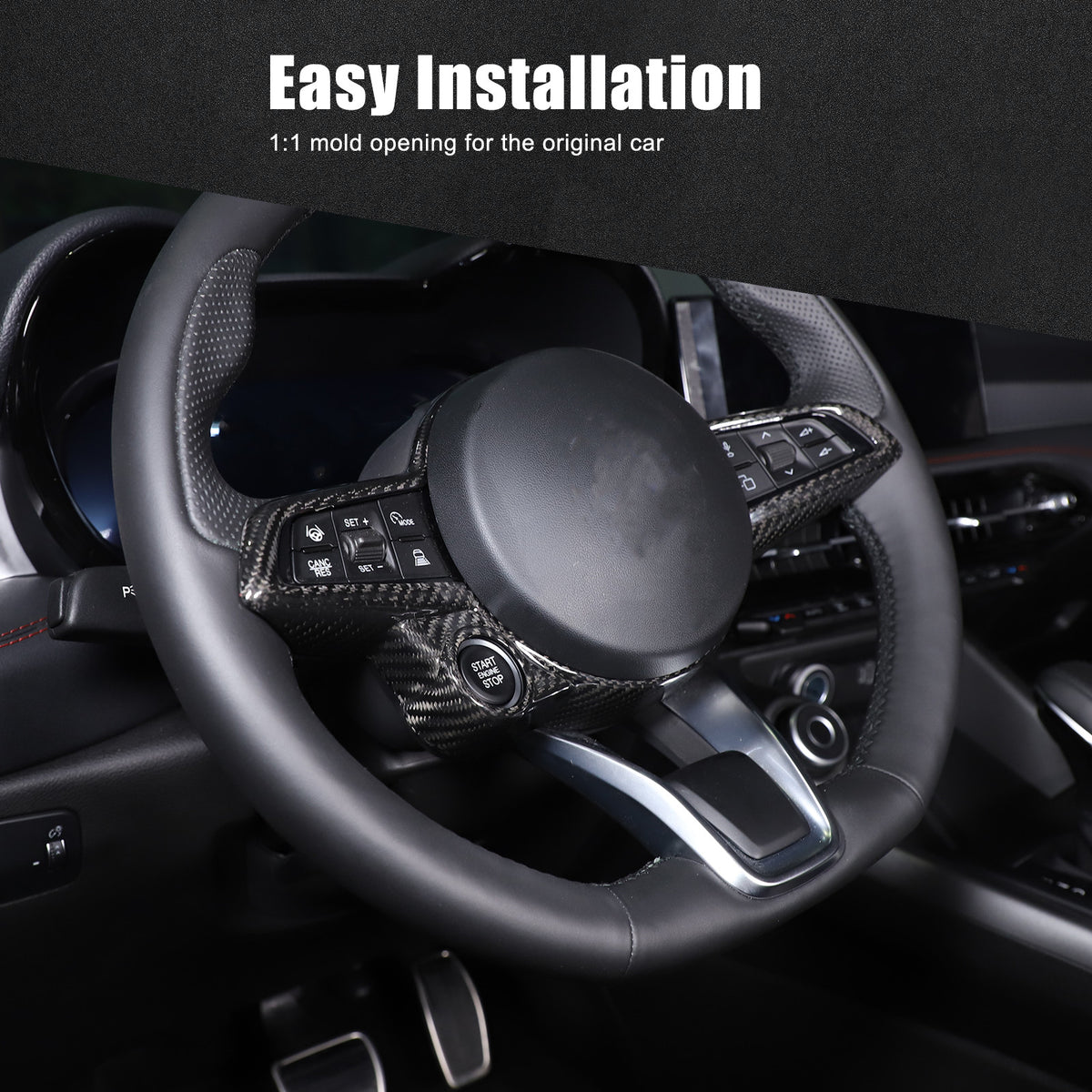 Real Carbon Fiber Steering Wheel Trim Set For Alfa Romeo Giulia/Stelvio 20+ 15