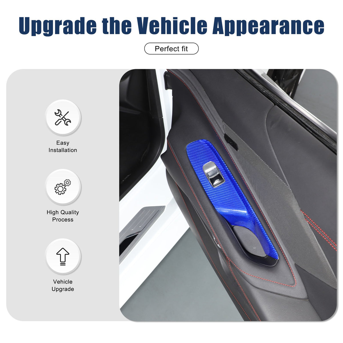 Blue Real Carbon Fiber Window Lift Switch Trim For Corvette C8 Coupe 20+ US 5
