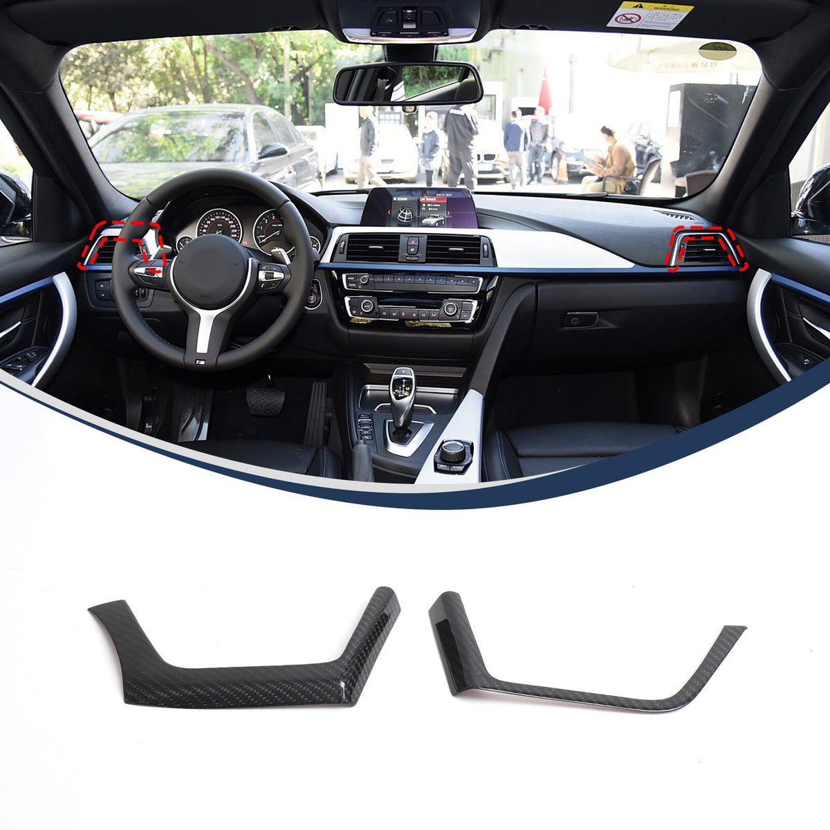 Real Carbon Fiber Center Side Air Vent Trim for BMW 3/4 Series F30/F32 2013-2019 13