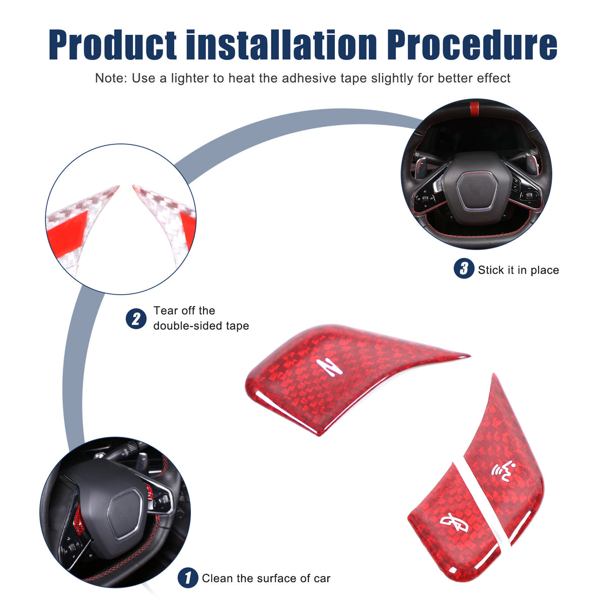 Red Real Carbon Fiber Full Interior Set Decor Trim Kit for Corvette C8 20-25 - Styles 51-55 46