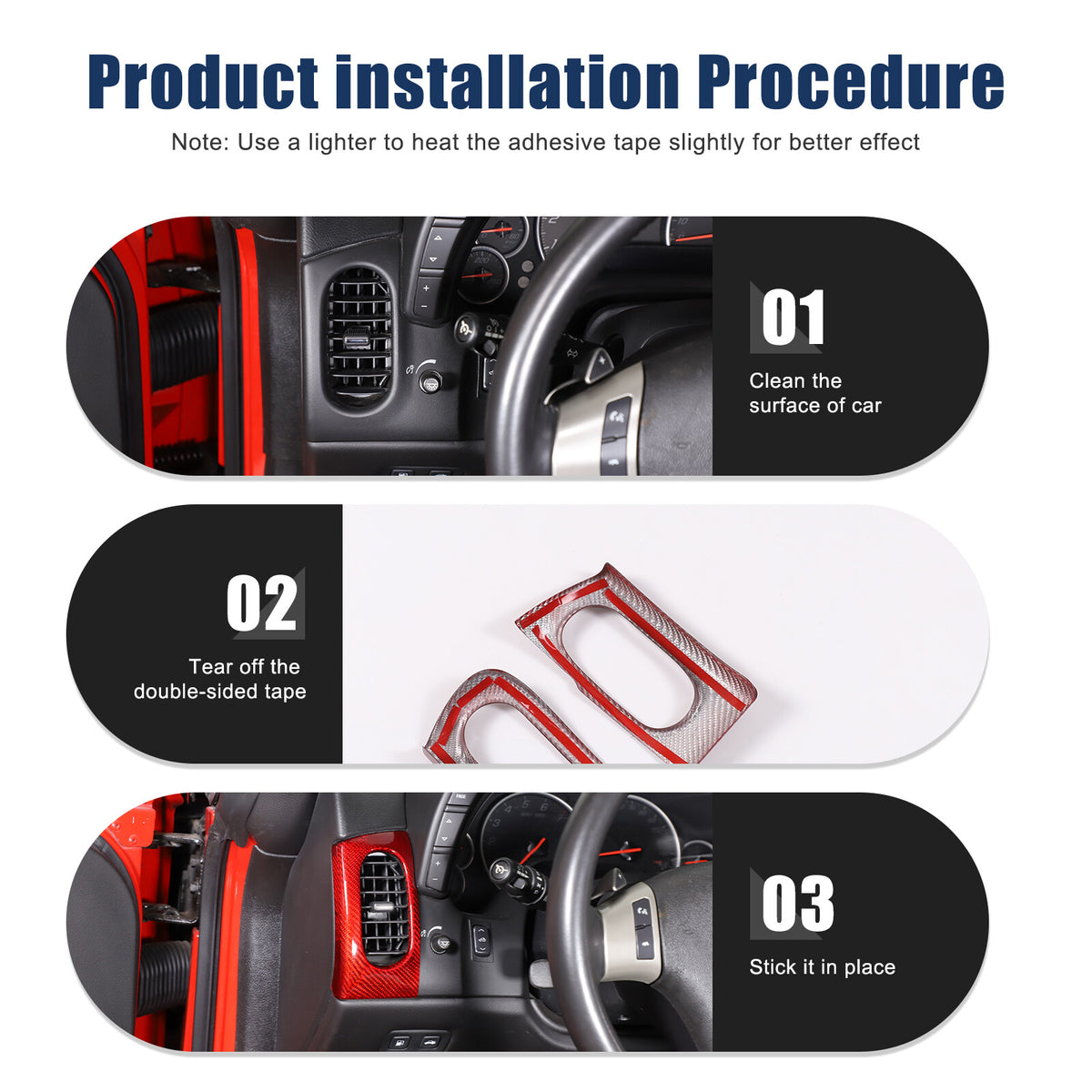 Red Real Carbon Fiber Interior Dashboard Side Air Vent Trim For Corvette C6 15