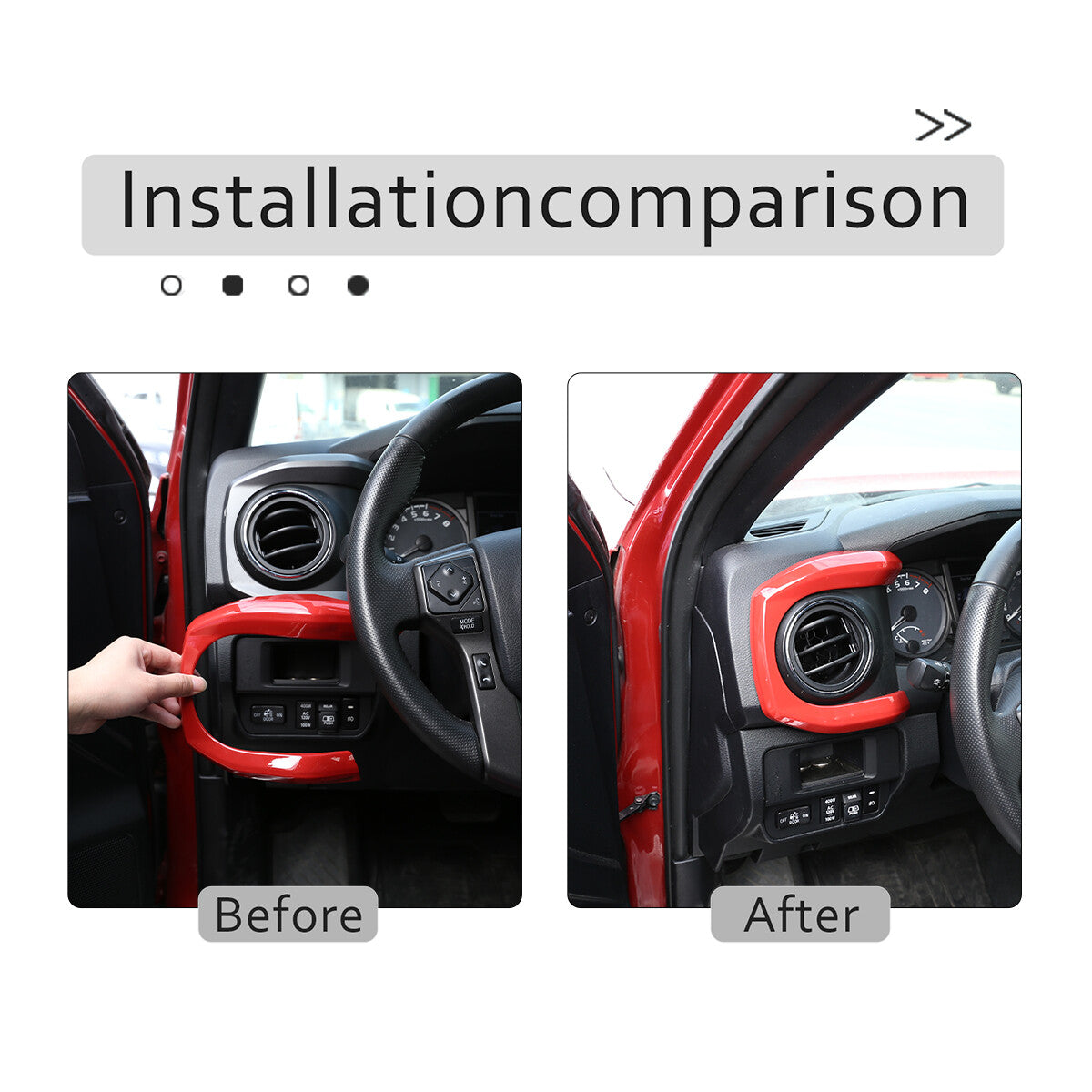 Red ABS Central Control Dashboard Decorative Cover For Toyota Tacoma 2016-2023 9