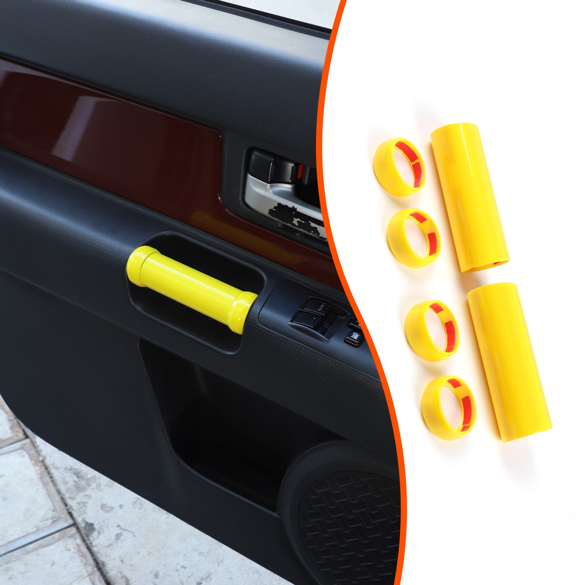 Yellow Interior Door Panel Handle Cover Trim For Toyota FJ Cruiser 2007-2021 US 2