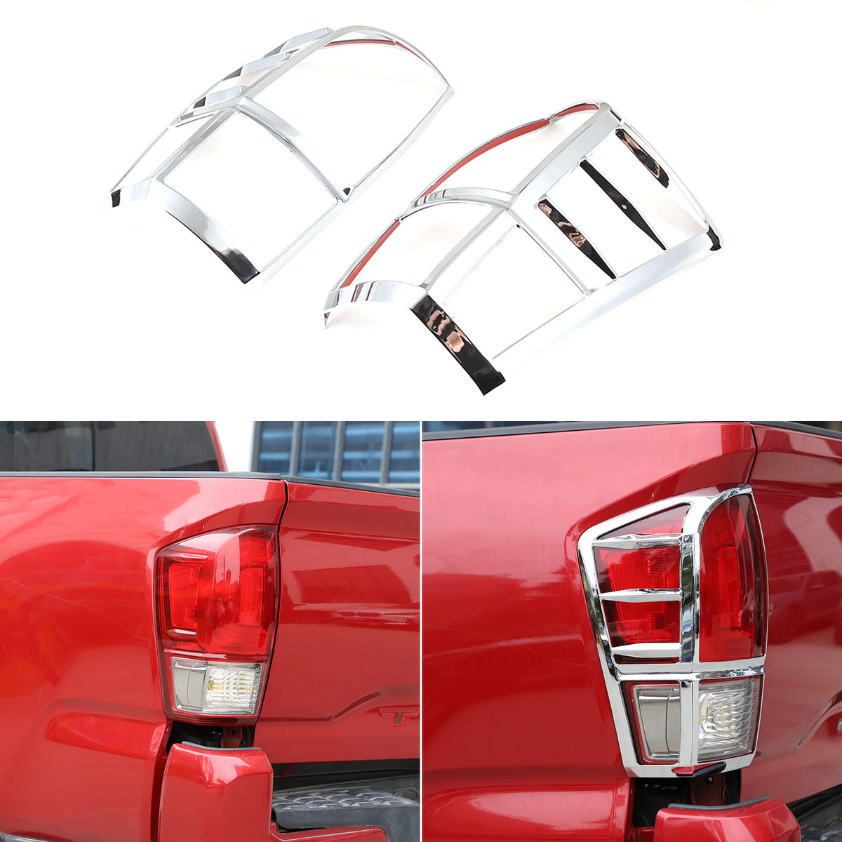 Chrome Silver Rear Taillight Trim Cover Bezel Trim For Toyota Tacoma 2016-23 US 5
