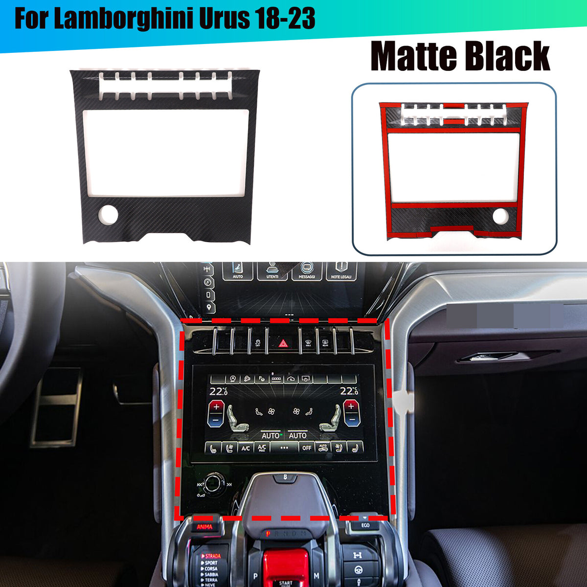 Matte Real Carbon Fiber Center Air Conditioning Trim for Lamborghini Urus 18-23 1