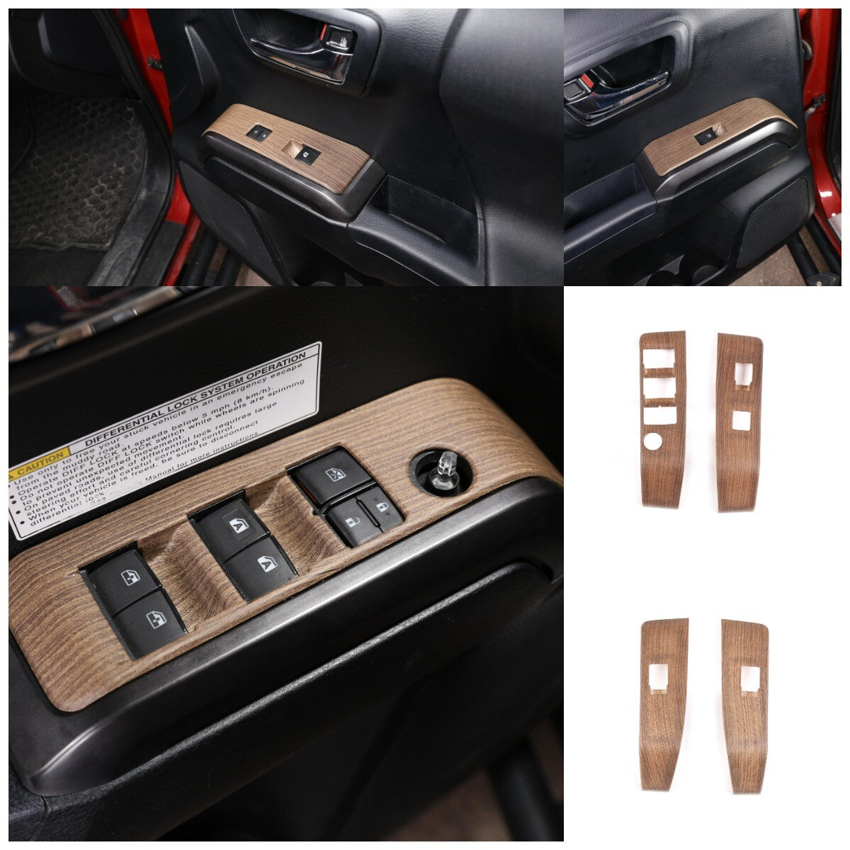 Wood Grain Interior Center Console Cover Trim For Toyota Tacoma 2016-2023 86
