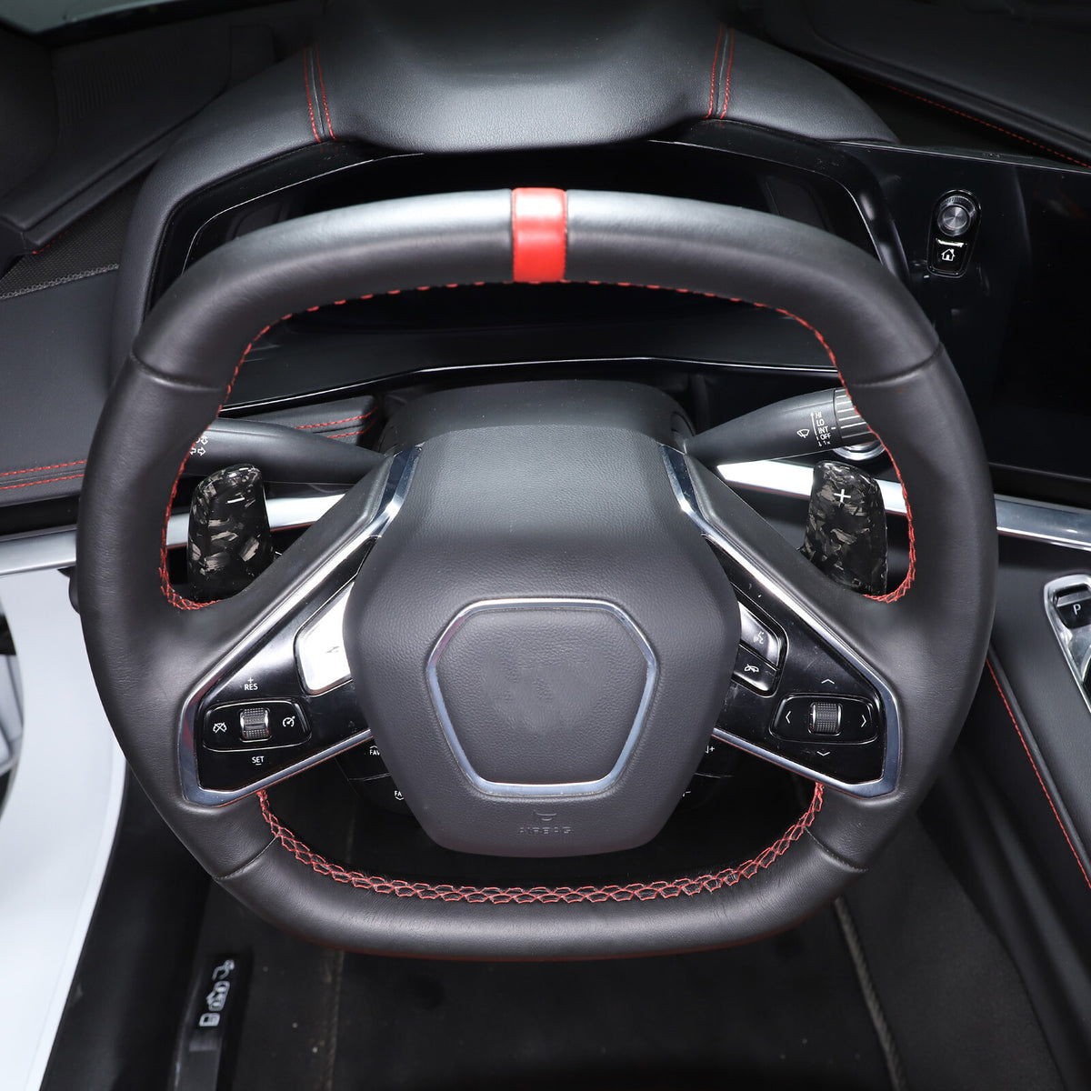 Forged Real Carbon Fiber Gear Shift Paddles Paddle Shifters For Corvette C8 20+ 3