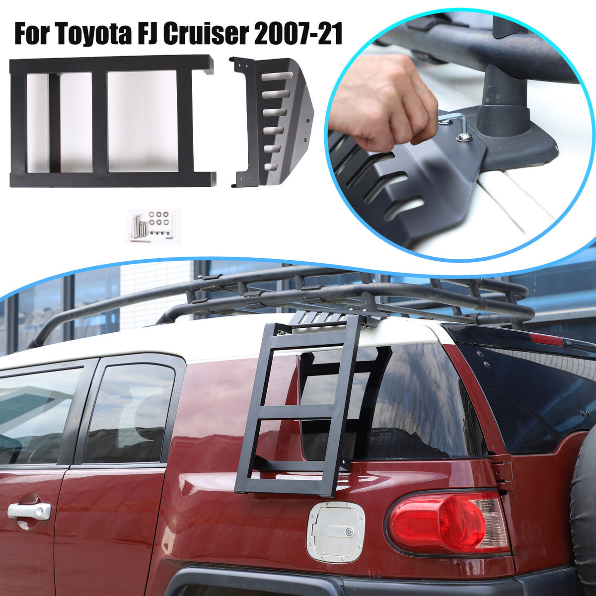 Left & Right Side Window Step Ladder Roof Rack for Toyota FJ Cruiser 2007-2021 2