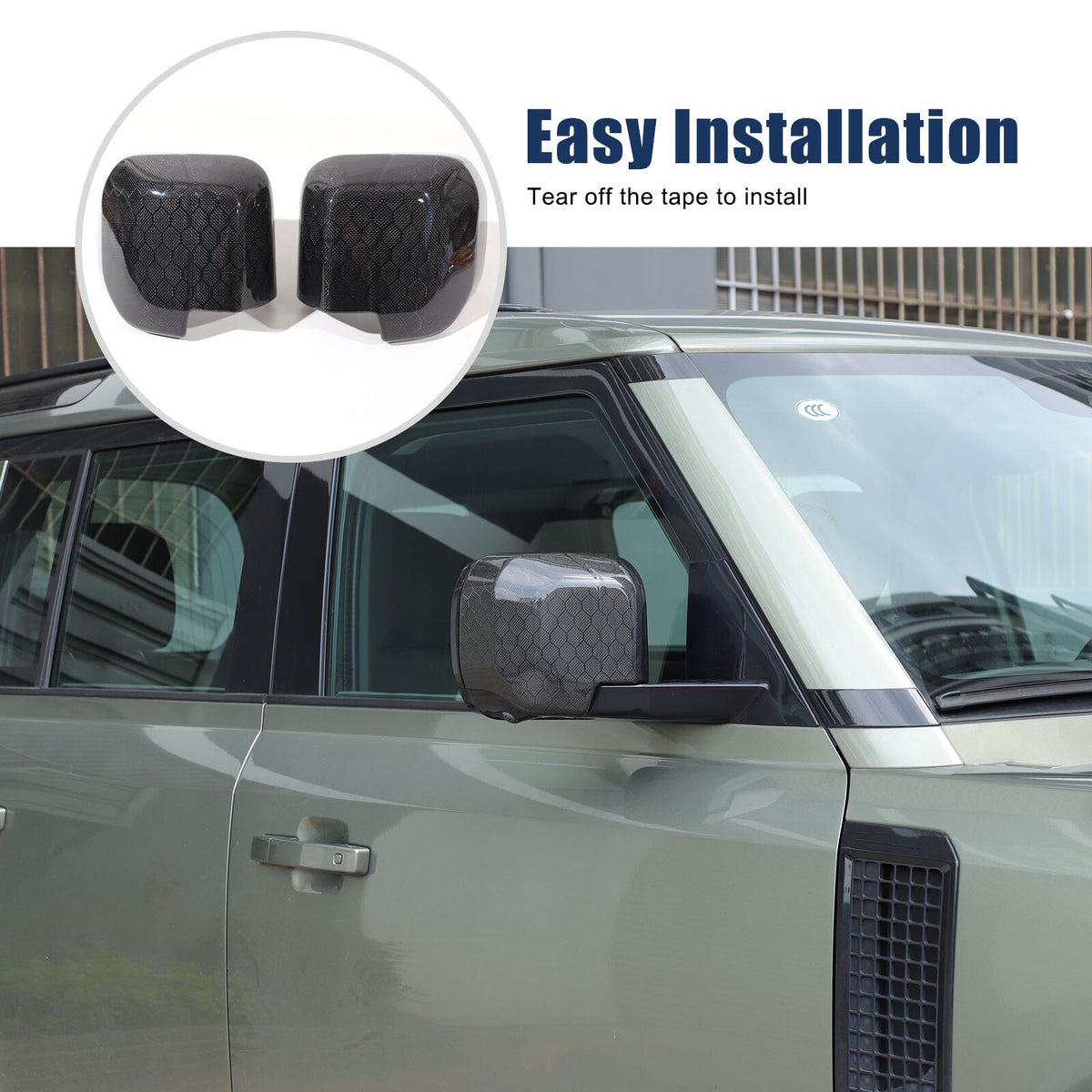 Honeycomb Carbon fiber Side Rear Mirror Cover Caps Trim For LR Defender 2020-24 1