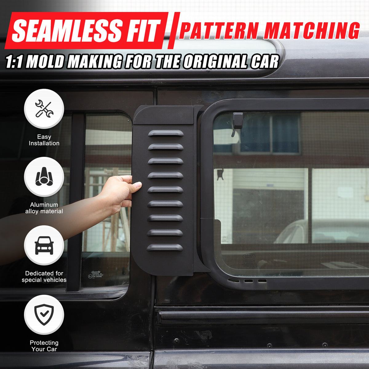 Rear Window Glass Louver Air Vent Panel Trim For LR Defender 110 L316 04-18 16