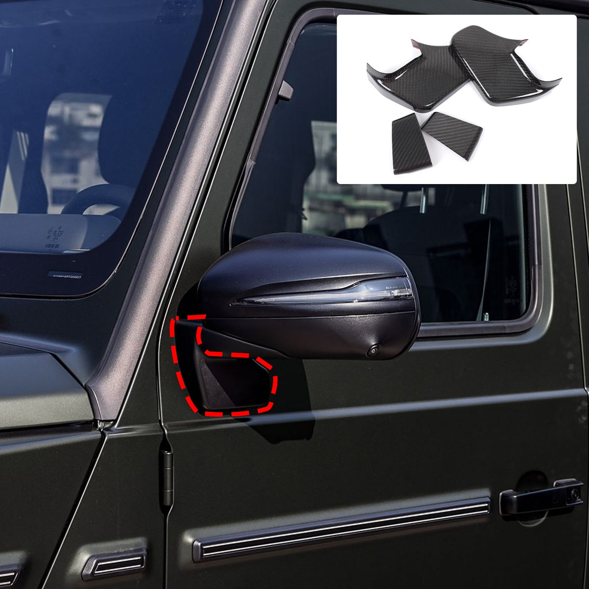 Real Carbon Fiber Rearview Mirror Base Cover Trim For Benz G-Class W465 2025 US 15
