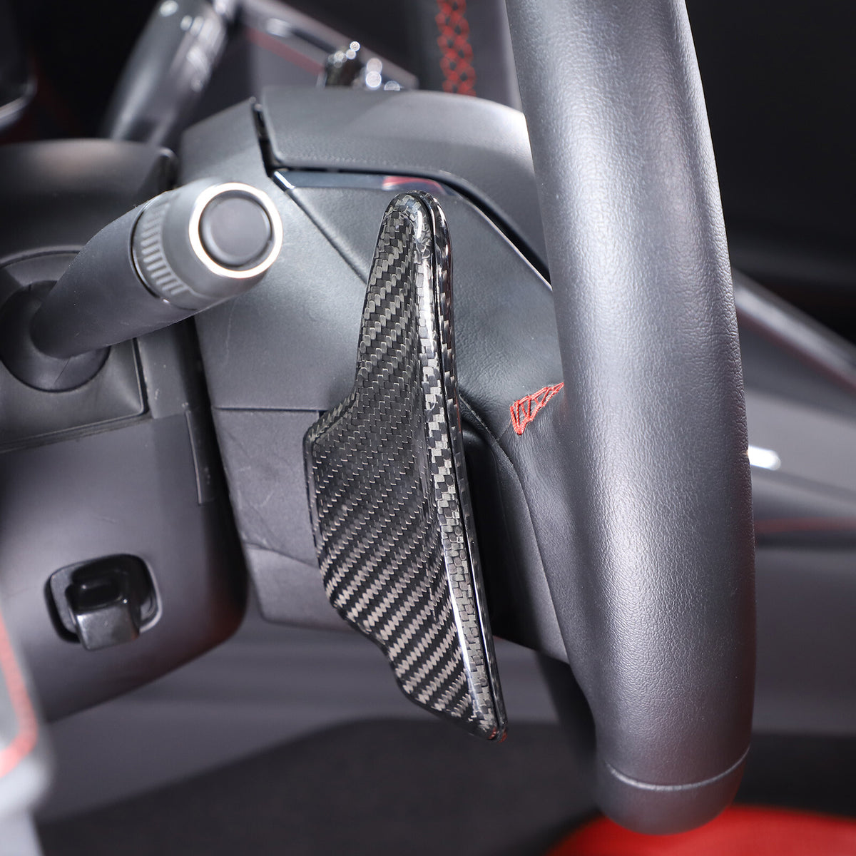 Black Real Carbon Fiber Gear Shift Paddles Paddle Shifters For Corvette C8 20-26 7