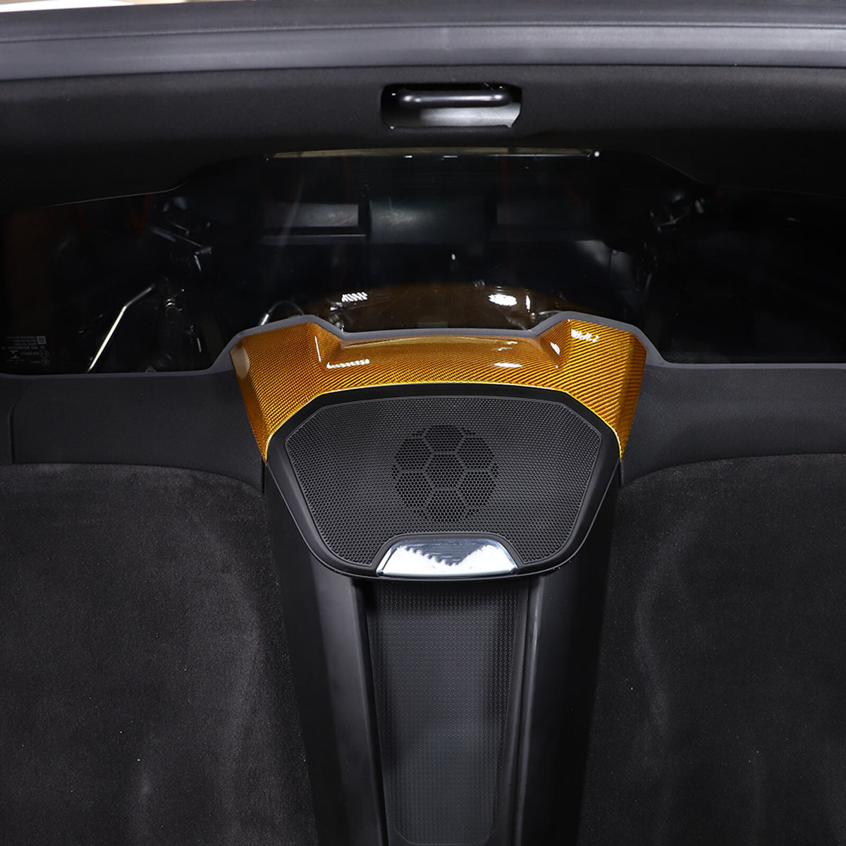 Yellow Carbon Fiber Rear Speaker Top Upper Cover Trim For Corvette C8 Coupe 2026 18