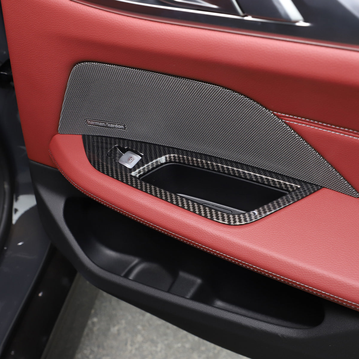 Window Lift Switch Trim Frame For BMW 4 Series 2021-2022 Carbon Fiber Style 13
