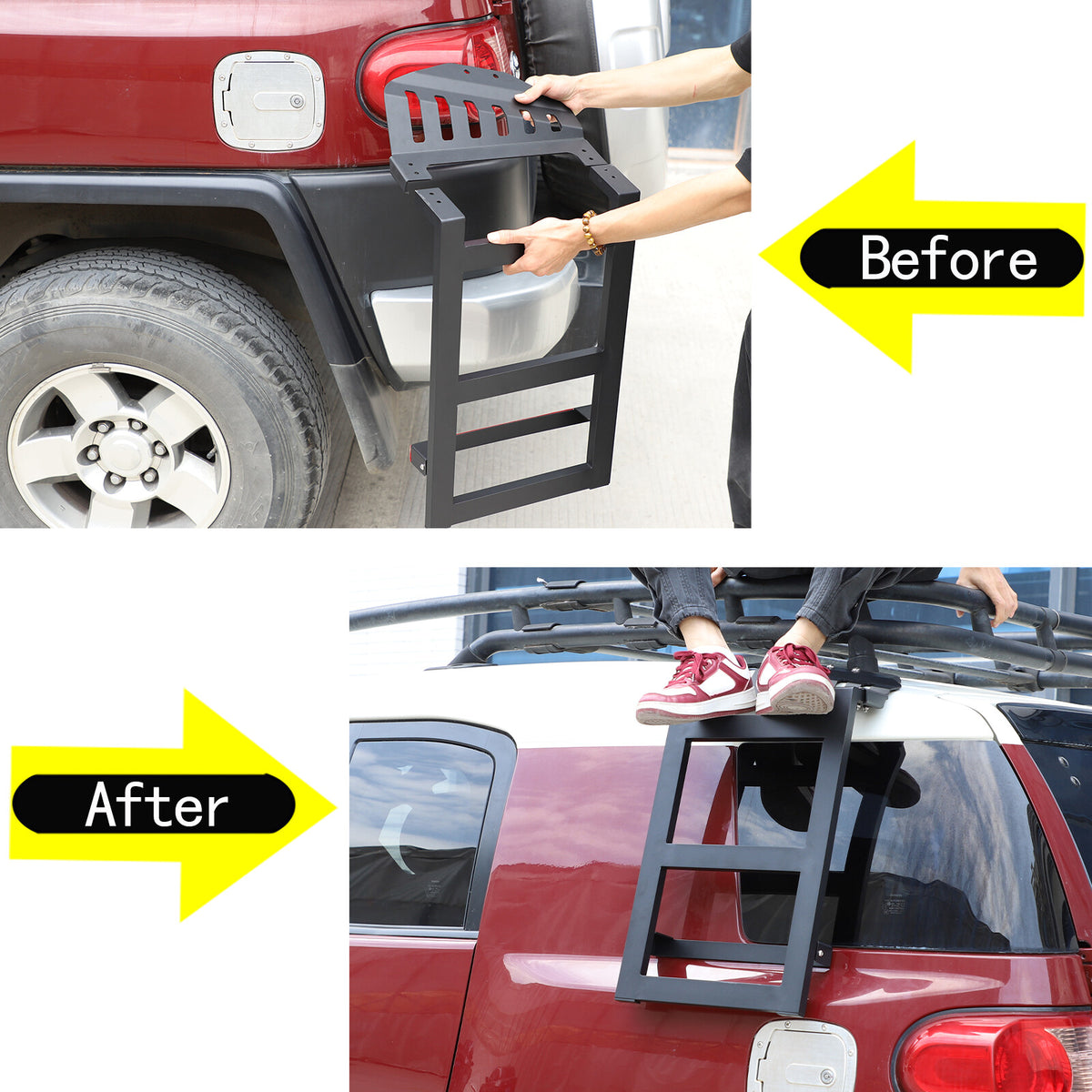 Left Side Window Step Ladder Roof Rack Access for Toyota FJ Cruiser 2007-2021 8