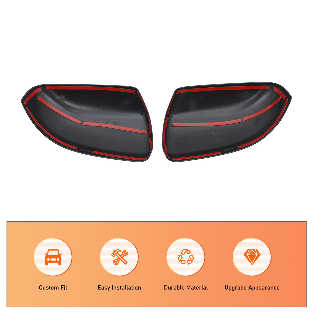 ABS Matte Black Exterior Rearview Mirror Cover Trim For Honda Pilot 2023-2024 6