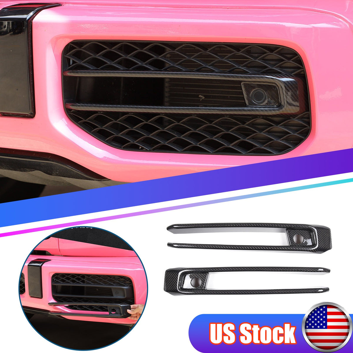 Real Carbon Fiber Front Fog Light Trim For Benz G-Class W463A W464 G63 AMG US 1