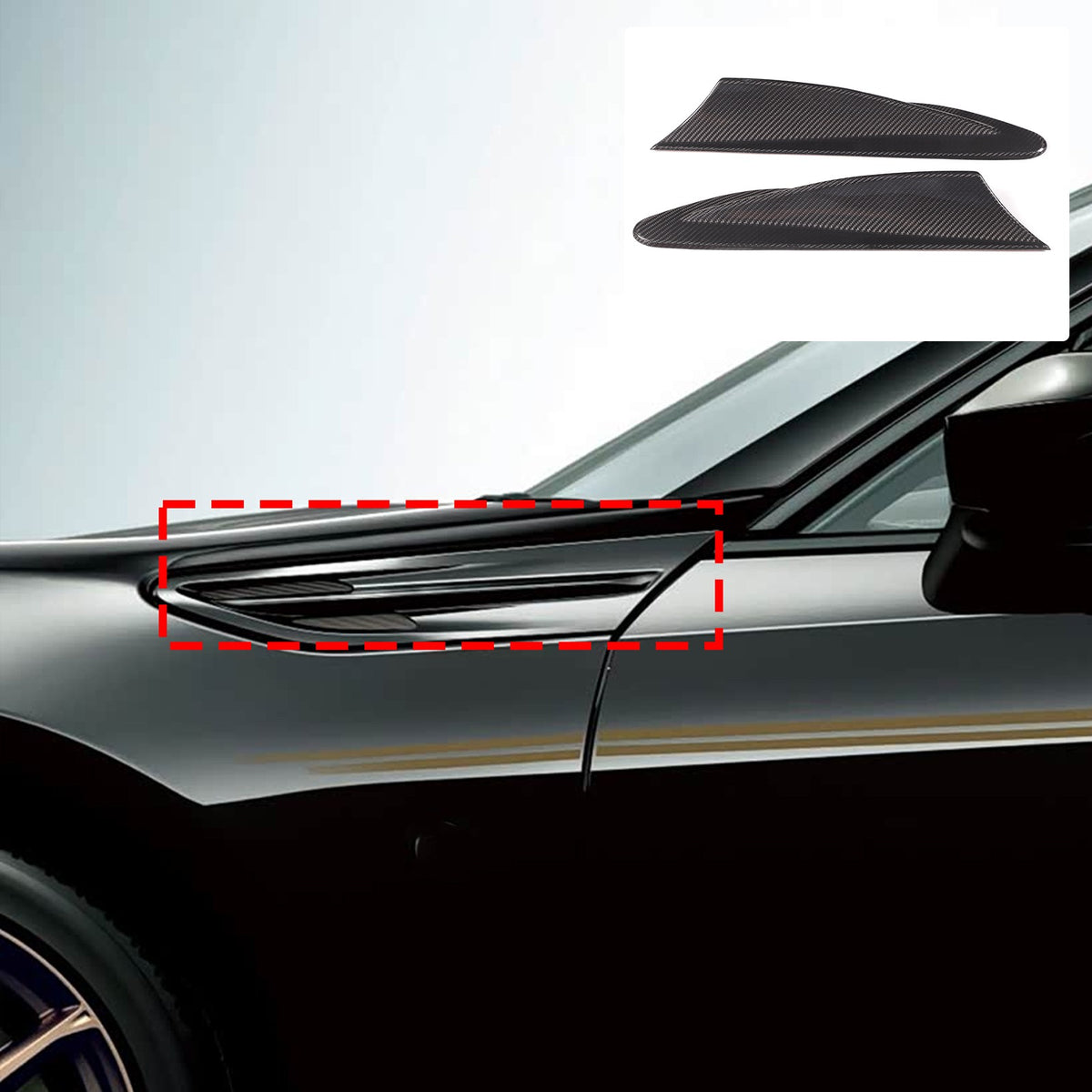 Real Carbon Fiber Side Fender Airvent Trim For Toyota 86 16-20/Subaru BRZ 12-20 12