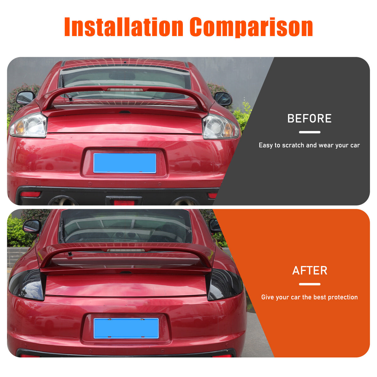 Smoked Black Rear Tail Light Guard Cover Trim For Mitsubishi Eclipse 2006-11 10