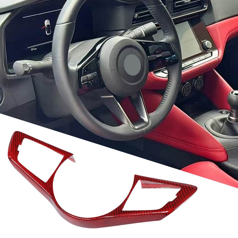Red Real Carbon Fiber Steering Wheel Button Trim For Nissan 400Z Z34 19