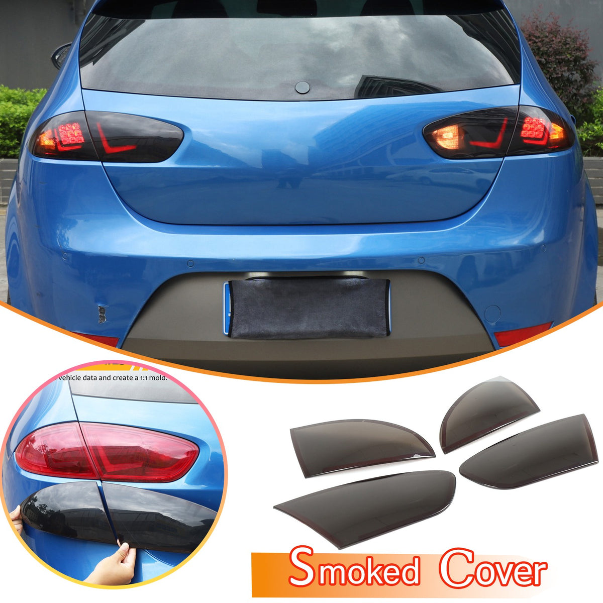 Transparent Gray Smoked Tail Light Trim Cover For Seat Leon MK2 1P1 2008-2012 1