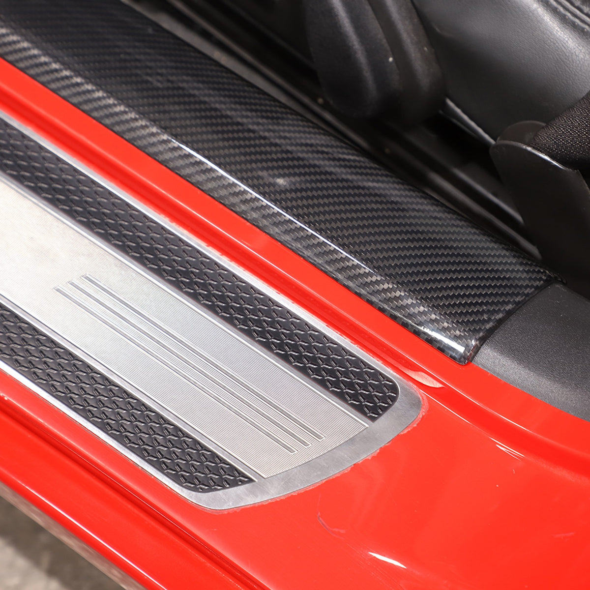 Real Carbon Fiber Built In Scuff Door Sill Bar Plate For Corvette C6 2005-13 15