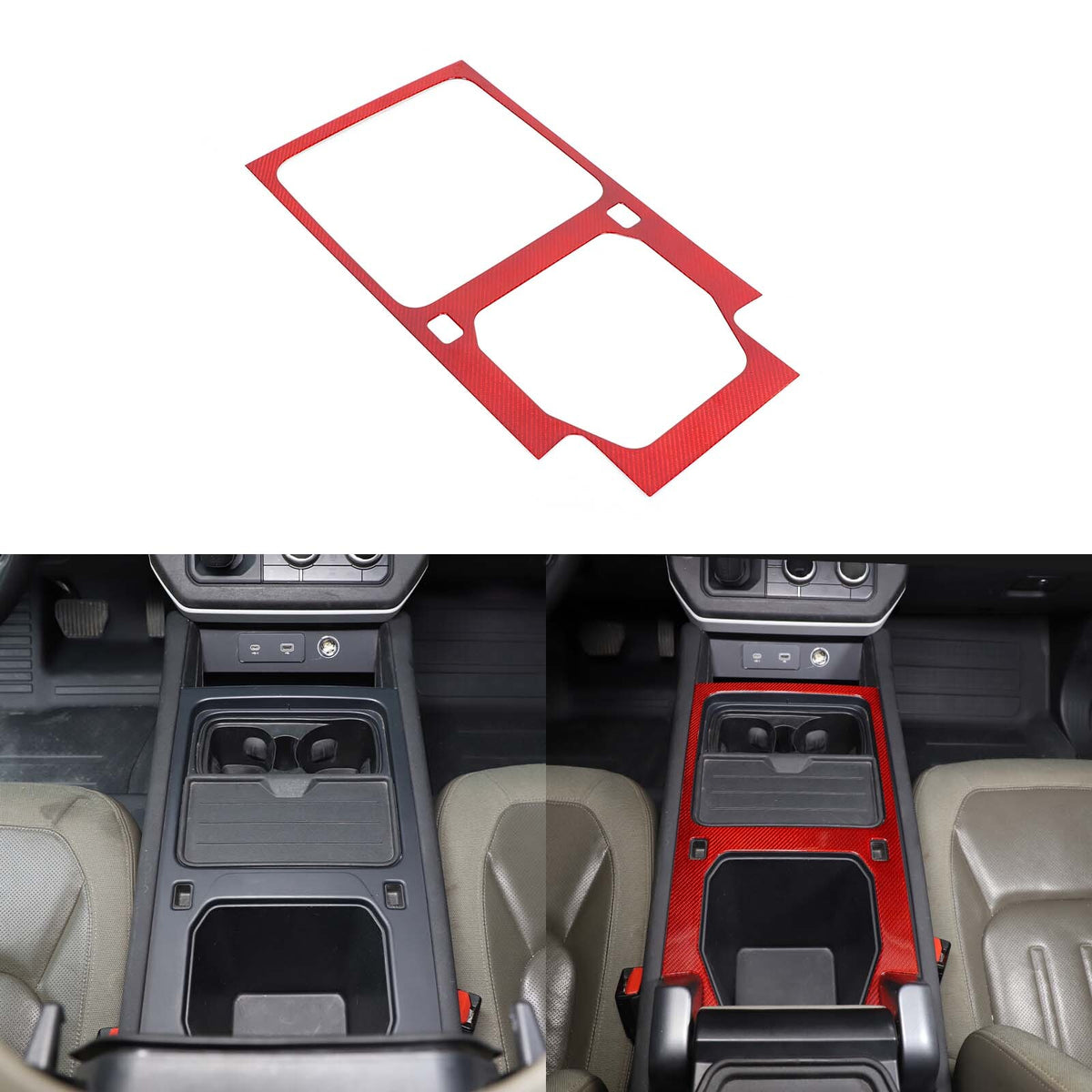 Real Carbon Fiber Console Water Cup Panel Trim For LR Defender L663 110 2020-23 12