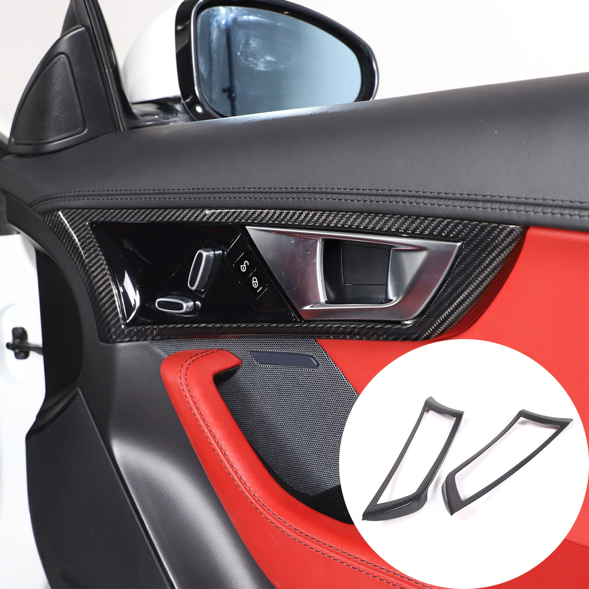 Real Carbon Fiber Inner Door Handle Frame Cover Trim For Jaguar F-TYPE 2013-2024 13