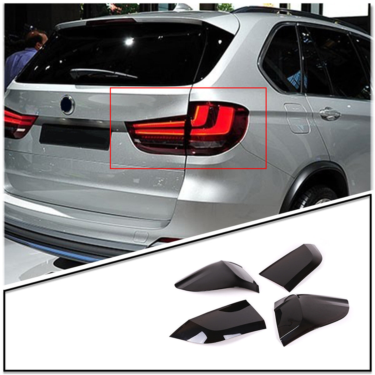 ABS Blackout Rear Tail Light Shell Lamp Shade Protect Cover For BMW X5 F15 14-18 2