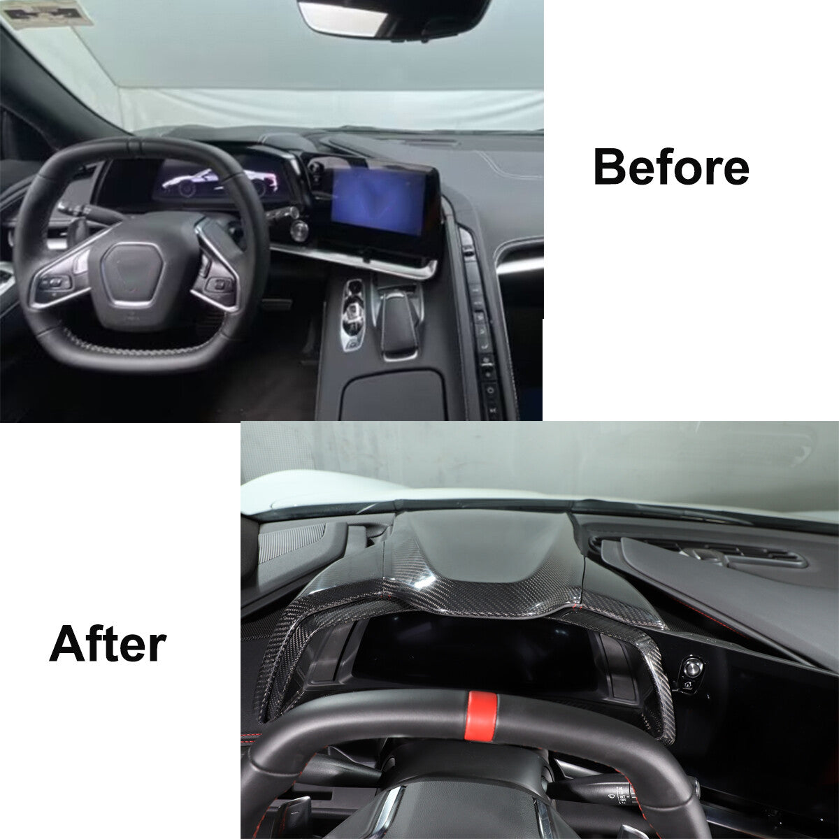 4xReal Carbon Fiber Dashboard Instrument Upper Panel Cover For C8 Corvette 20-25 3