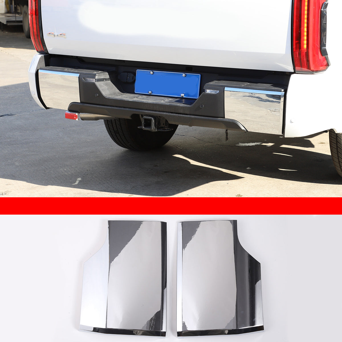 Chrome Rear Bumper Side Panel Cover Trim Cover Fit for Toyota Tundra 2022-23 US 4